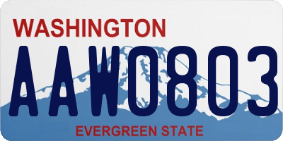 WA license plate AAW0803