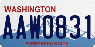 WA license plate AAW0831