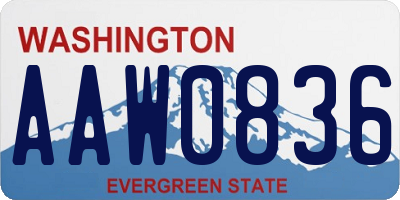 WA license plate AAW0836