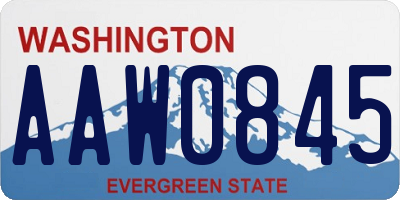 WA license plate AAW0845
