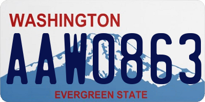 WA license plate AAW0863