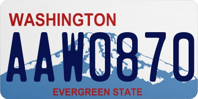 WA license plate AAW0870