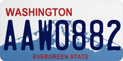 WA license plate AAW0882