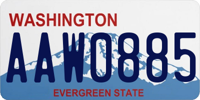 WA license plate AAW0885