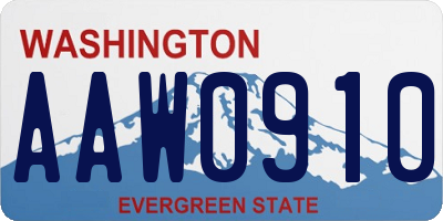 WA license plate AAW0910