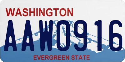 WA license plate AAW0916