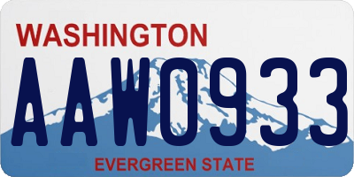 WA license plate AAW0933