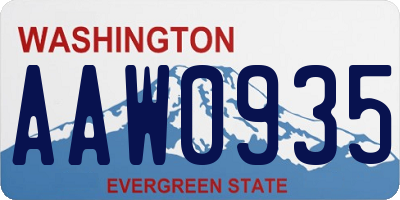 WA license plate AAW0935