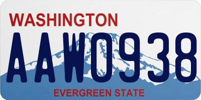 WA license plate AAW0938