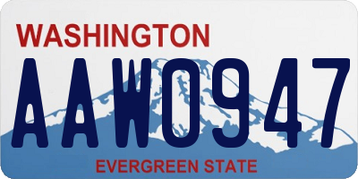WA license plate AAW0947