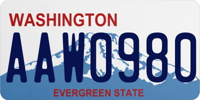 WA license plate AAW0980