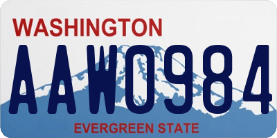 WA license plate AAW0984