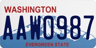 WA license plate AAW0987