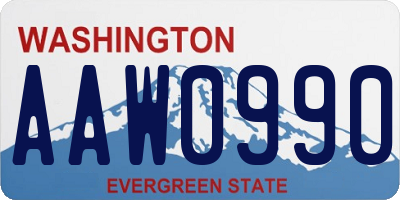 WA license plate AAW0990