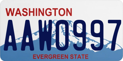 WA license plate AAW0997