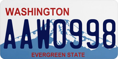 WA license plate AAW0998