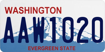 WA license plate AAW1020