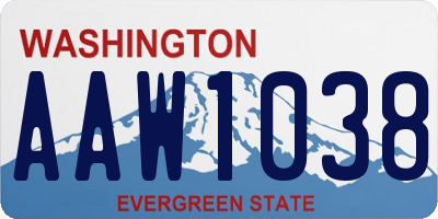 WA license plate AAW1038