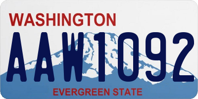 WA license plate AAW1092