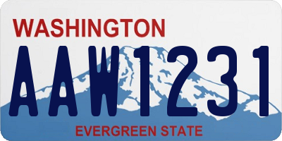 WA license plate AAW1231