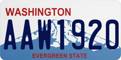 WA license plate AAW1920