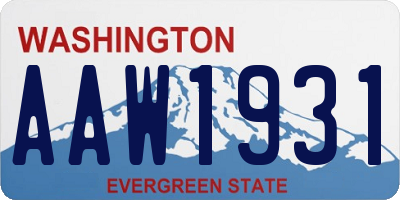 WA license plate AAW1931