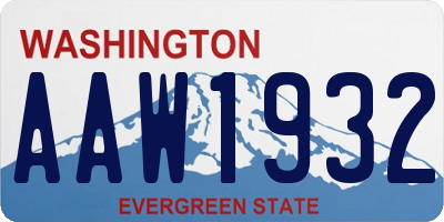 WA license plate AAW1932
