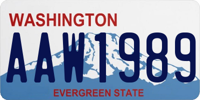 WA license plate AAW1989
