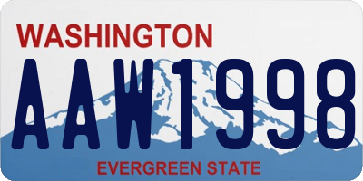 WA license plate AAW1998