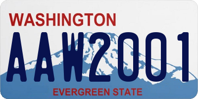 WA license plate AAW2001