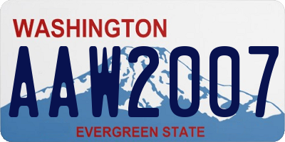 WA license plate AAW2007