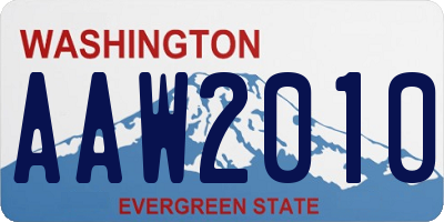 WA license plate AAW2010