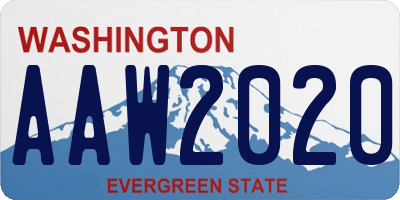 WA license plate AAW2020