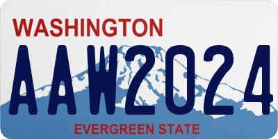 WA license plate AAW2024