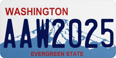 WA license plate AAW2025