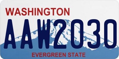 WA license plate AAW2030