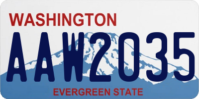 WA license plate AAW2035