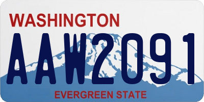 WA license plate AAW2091