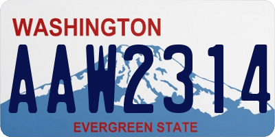 WA license plate AAW2314