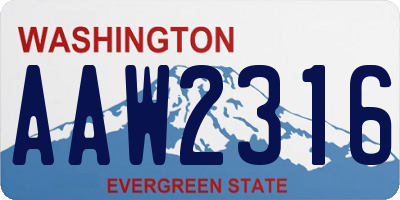 WA license plate AAW2316