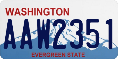 WA license plate AAW2351