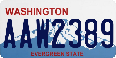 WA license plate AAW2389