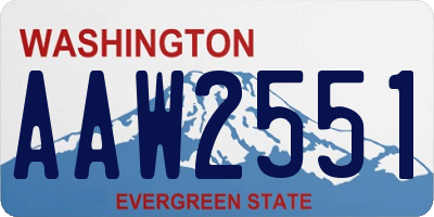 WA license plate AAW2551