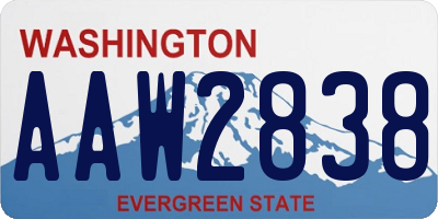 WA license plate AAW2838