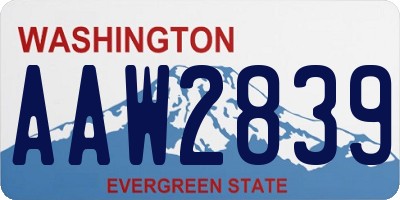 WA license plate AAW2839