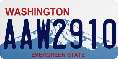 WA license plate AAW2910
