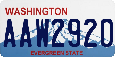 WA license plate AAW2920