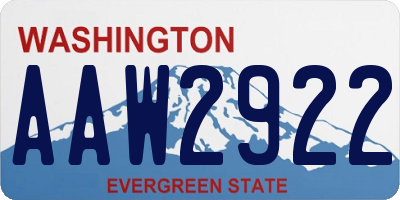 WA license plate AAW2922