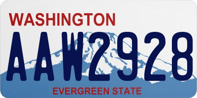 WA license plate AAW2928