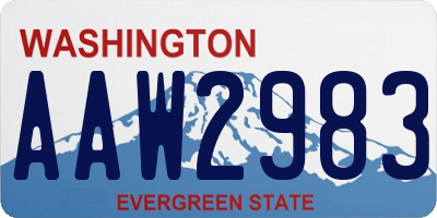 WA license plate AAW2983